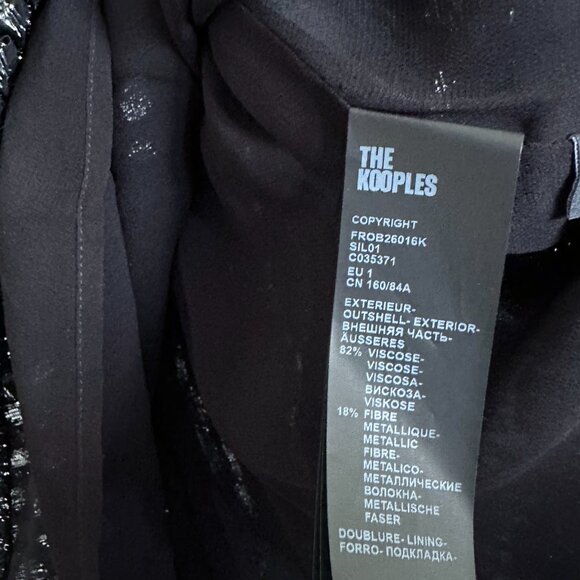 NWT | The Kooples | Cold Shoulder Mini Dress | Black wih Metallic Leopard Print - Picture 12 of 13